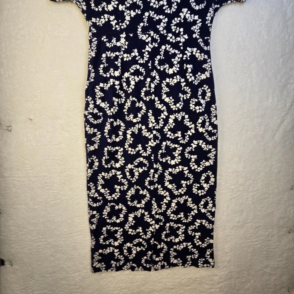 Boden Soft Jersey Navy Midi Dress Sz 10R Boho Comfort Celestial Coastal Tropical